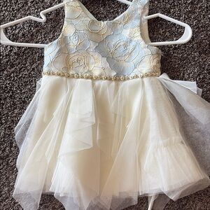Elegant Cream and Gold Kids Dress
